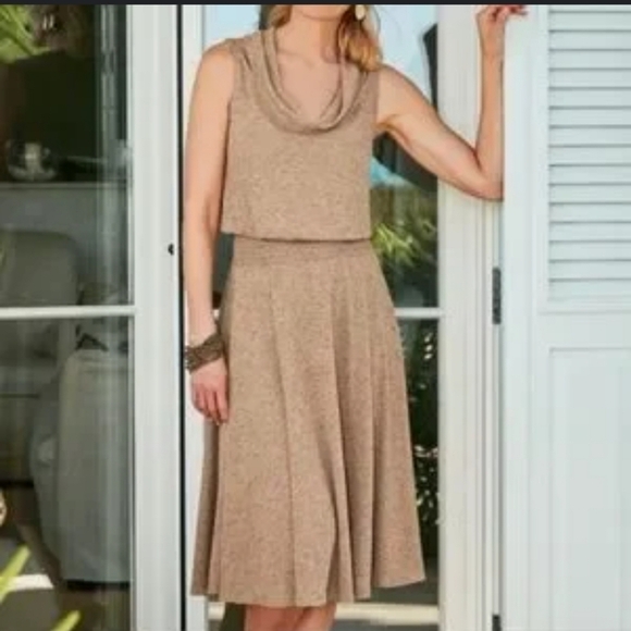 Soft Surroundings Kerry Knit Dress Cowl Neck Sleeveless Dress - Picture 7 of 7